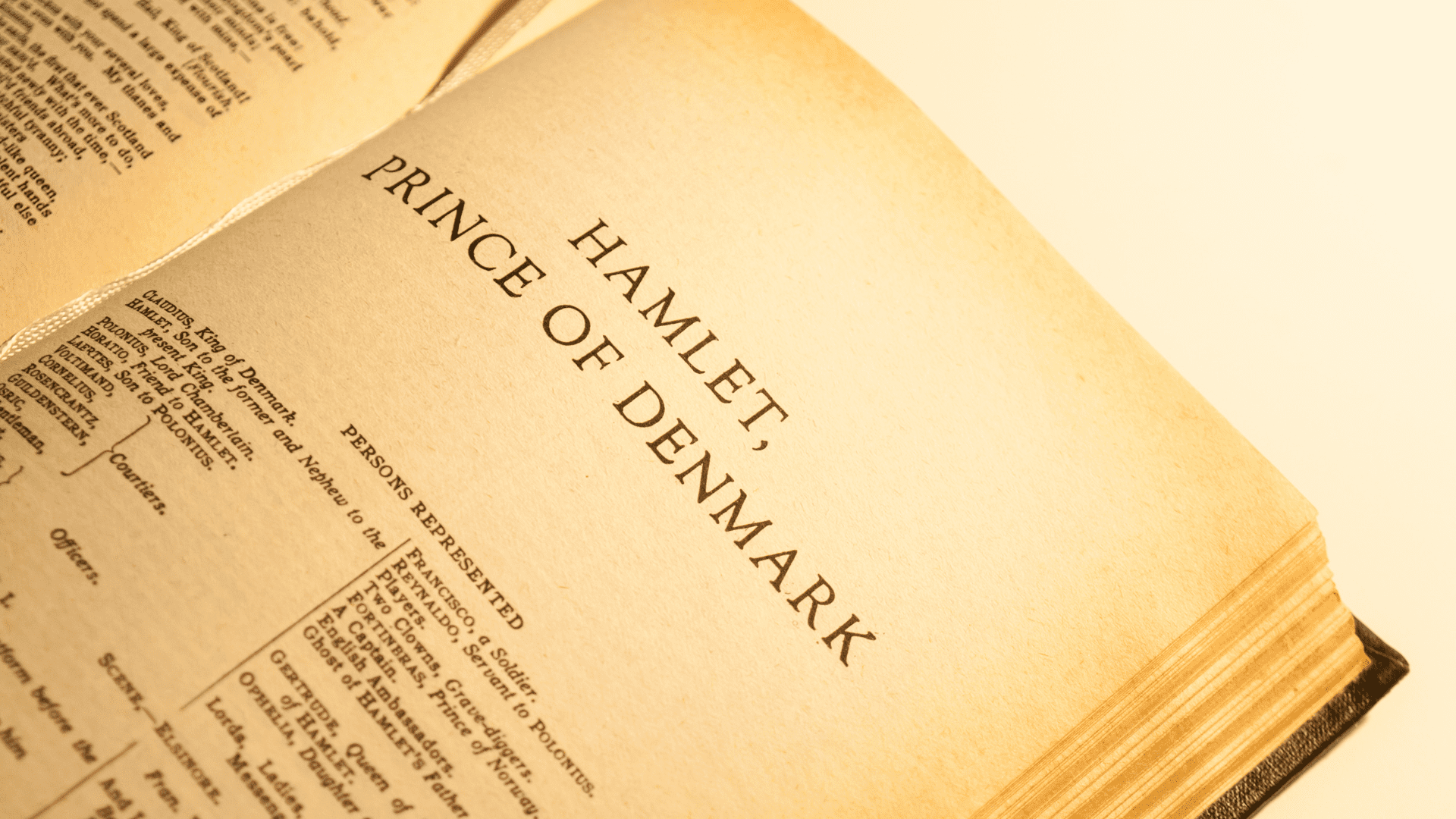 first page of Shakespeare's "Hamlet, Prince of Denmark"