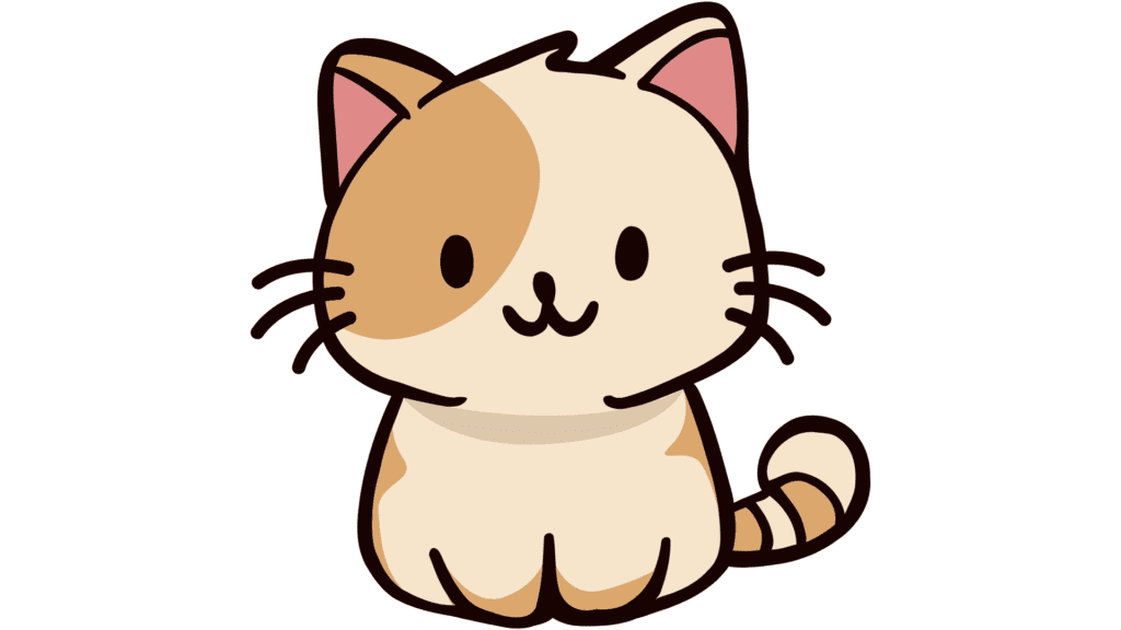 Drawing of a cute beige cat looking straight at the reader